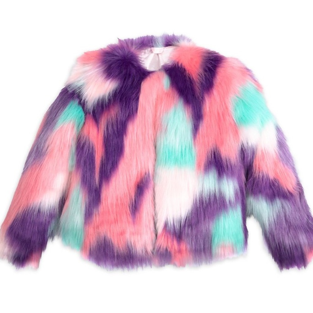 Disney Purple and Pink Faux Fur multi color jacket